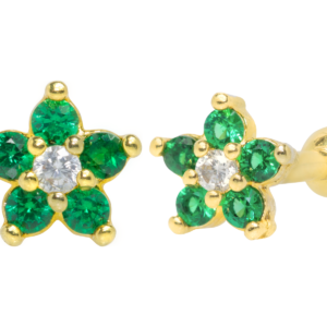 MICRO-RETO FLOR VERDE - BANHADO A OURO