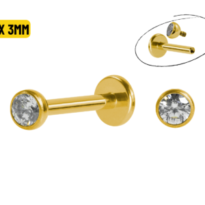 LABRET TITÂNIO PVD GOLD R/I CRAVAÇÃO INGLESA - 8 X 3MM