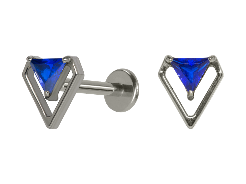 LABRET TITÂNIO R/I DIAMANTE C/ ZIRCÔNIA - AZUL