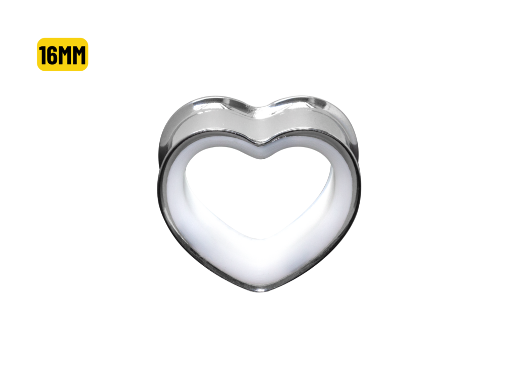 ALARGADOR PLUG CORAÇÃO AÇO / F: BRANCO - 16MM
