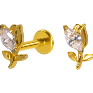 LABRET TITÂNIO R/I ROSA C/ ZIRCÔNIA - PVD GOLD