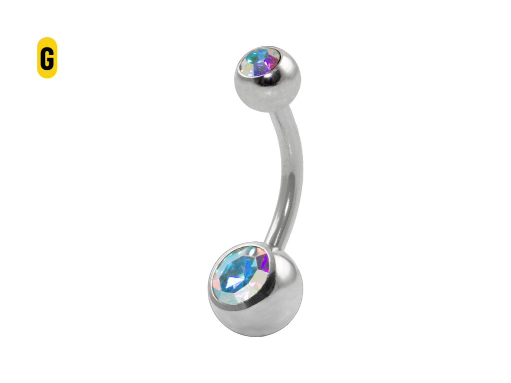BANANA BELL AÇO C/ STRASS 2 PEDRAS BOREAL - G
