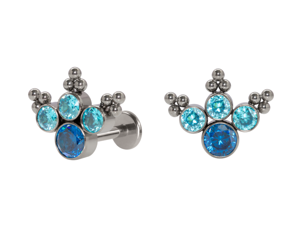 LABRET TITÂNIO R/I INDIANO PATINHA C/ ZIRCÔNIA - AZUL