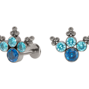 LABRET TITÂNIO R/I INDIANO PATINHA C/ ZIRCÔNIA - AZUL