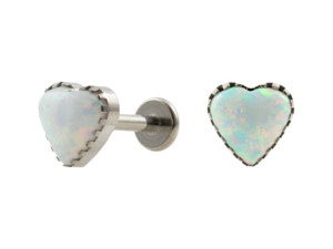 LABRET TITÂNIO R/I CORAÇÃO OPALA BOREAL – 8MM