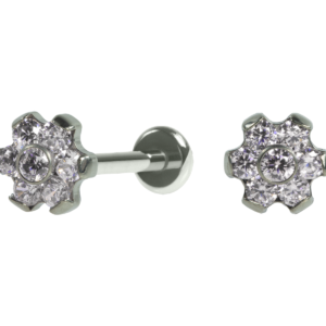 LABRET TITÂNIO R/I FLOR C/ ZIRCÔNIA MENOR - CRISTAL