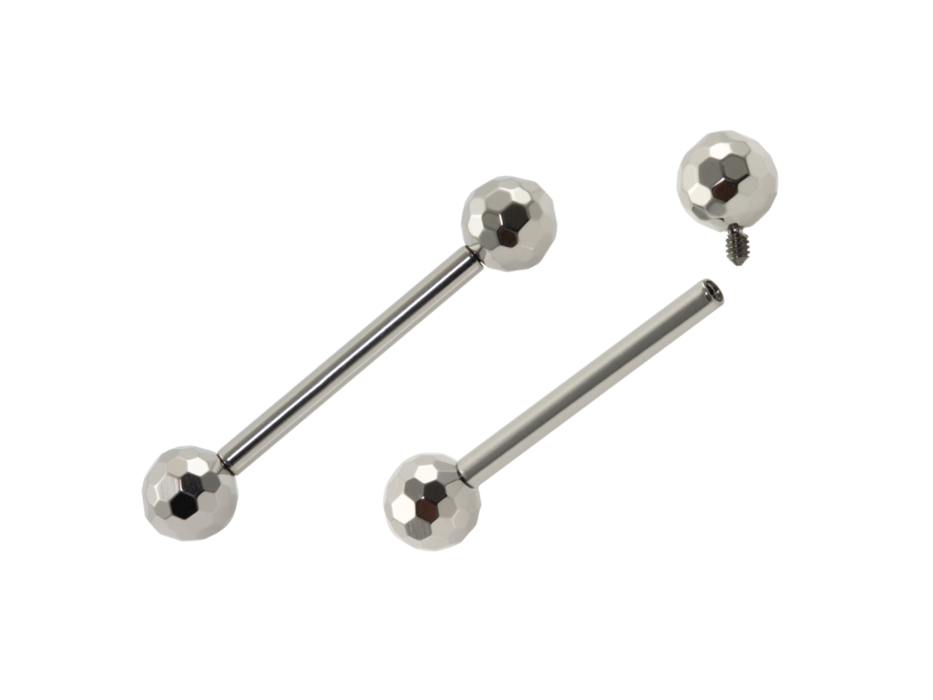 BARBELL RETO TITÂNIO R/I ESFERA LAPIDADA - 1.6 X 14 X 4MM