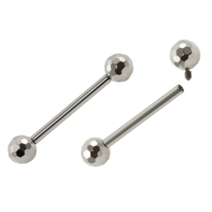 BARBELL RETO TITÂNIO R/I ESFERA LAPIDADA - 1.6 X 14 X 4MM