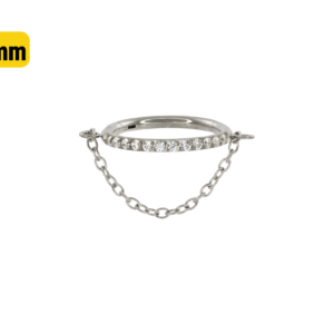 SEGMENTO CLICKER TITÂNIO LATERAL CRAVEJADA C/ CORRENTE - 8MM