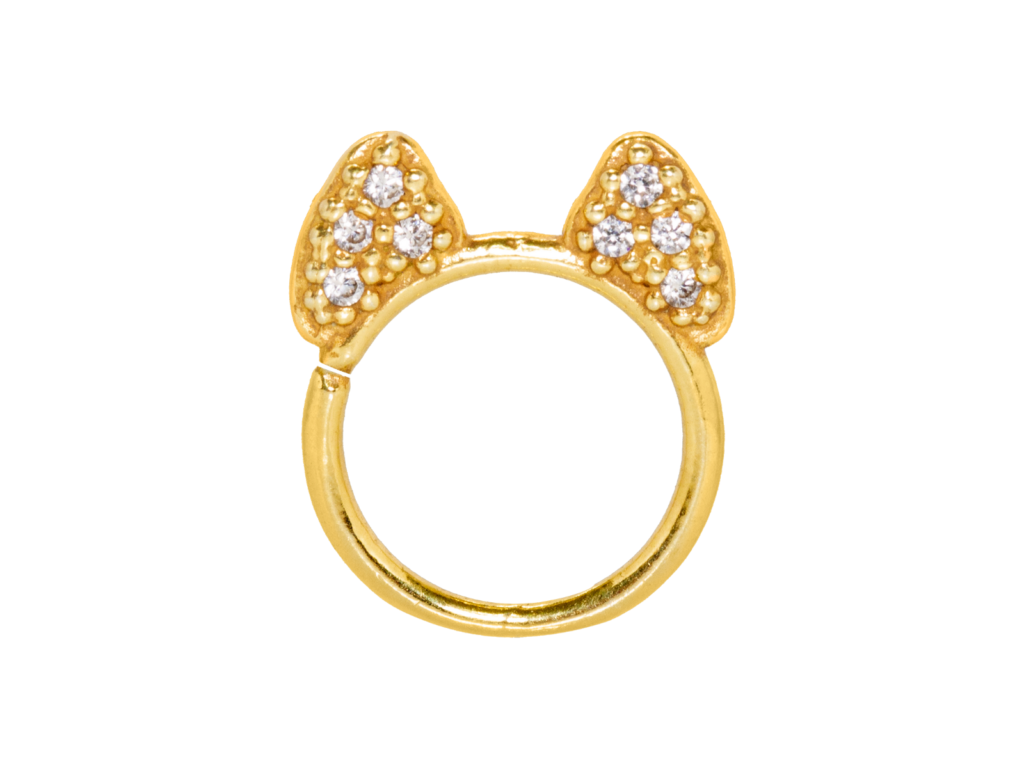 ARGOLA ORELHA DE GATINHO PRATA CA11 - BANHADO A OURO