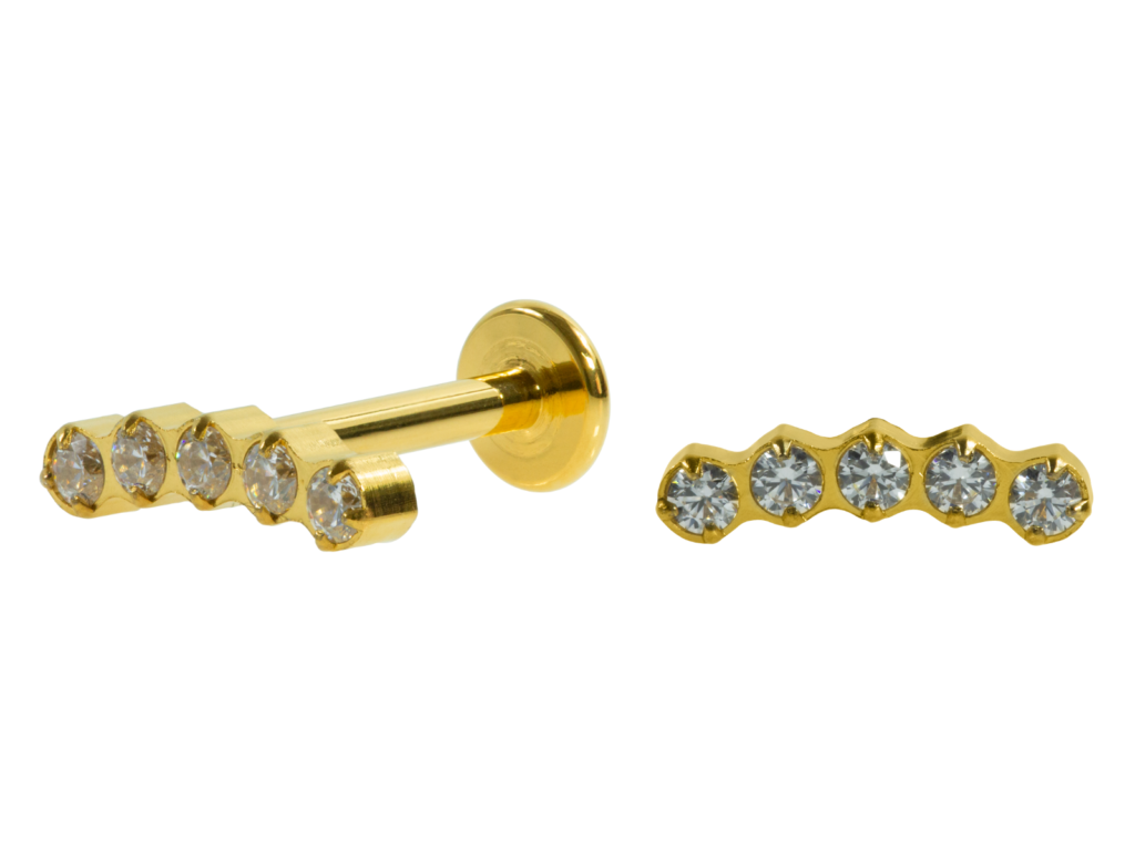 LABRET AÇO PVD R/I CLUSTER 5 PEDRAS