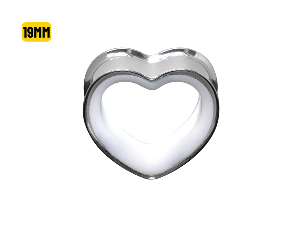 ALARGADOR PLUG CORAÇÃO AÇO / F: BRANCO - 19MM
