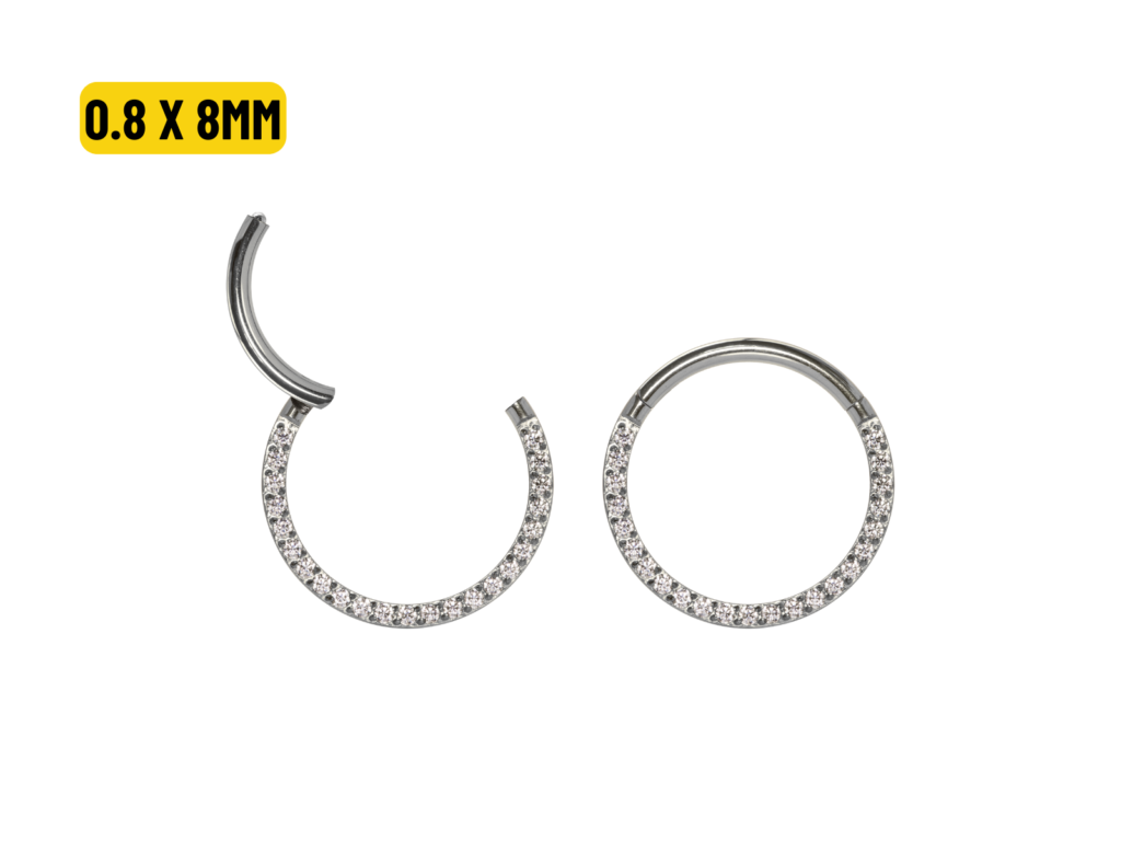 SEGMENTO CLICKER TITÂNIO FRONTAL CRAVEJADA - 0.8 X 8MM
