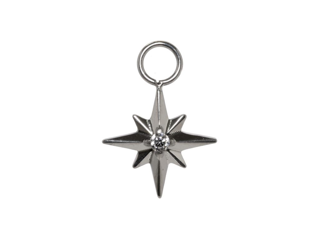 PINGENTE AVULSO TITÂNIO ESTRELA C/ ZIRCÔNIA - 6/6MM