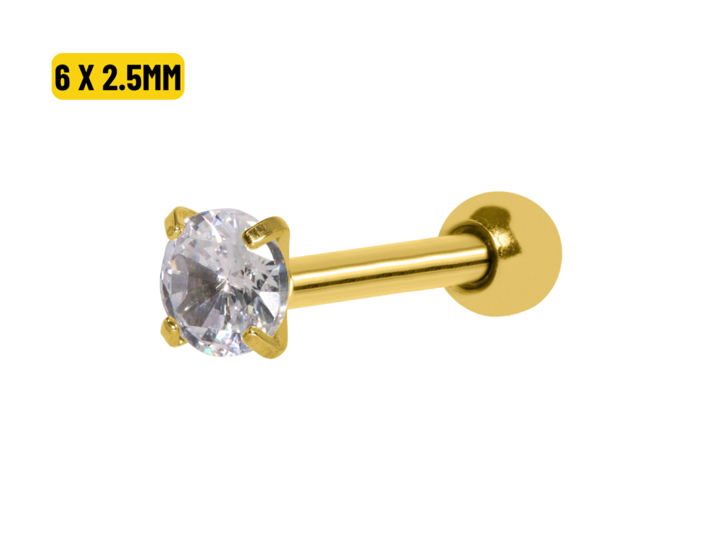 MICRO RETO PONTO DE LUZ PVD GOLD - 6 X 2.5MM