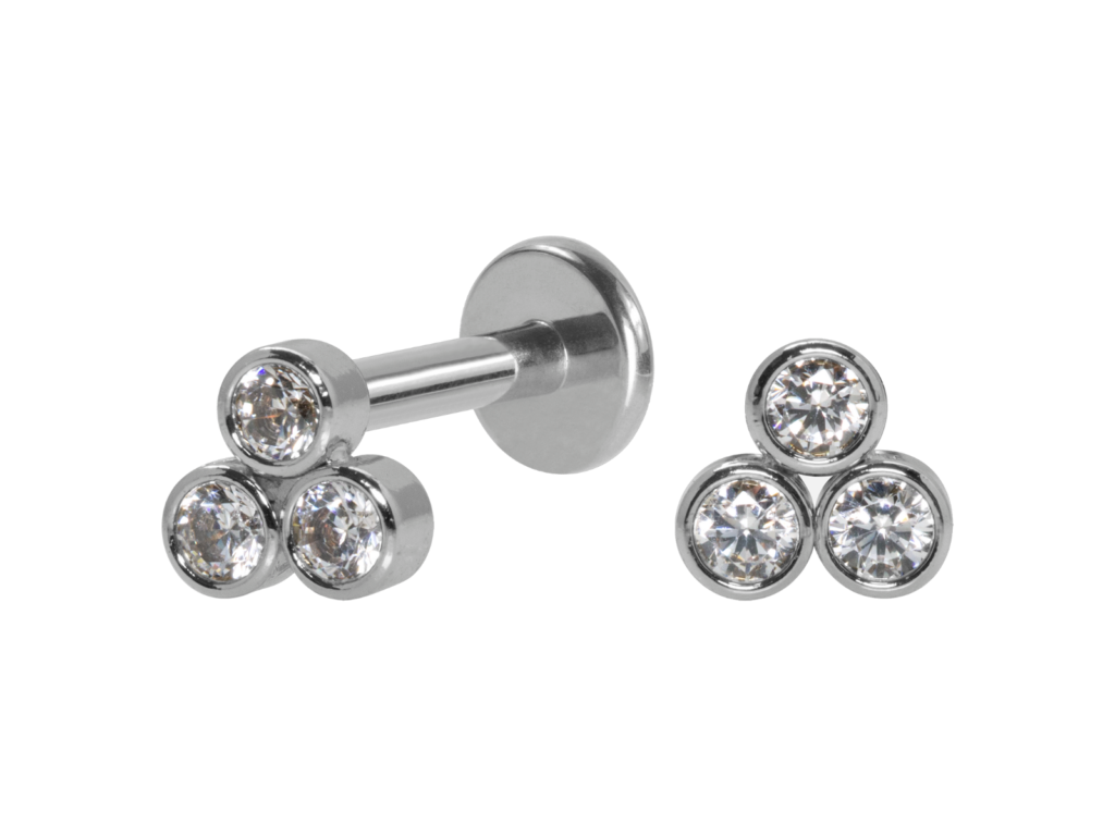 LABRET AÇO R/I TRINITY FLAT/ PEDRA