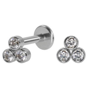 LABRET AÇO R/I TRINITY FLAT/ PEDRA