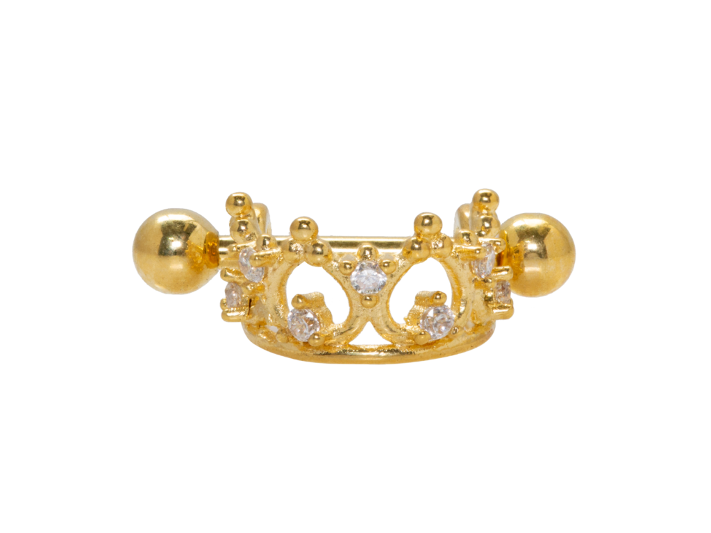 SEMI ARGOLA COROA P14 - BANHADO A OURO