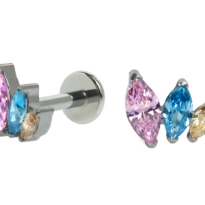 LABRET TITÂNIO R/I CLUSTER 3 ZIRCÔNIAS COLORS 1