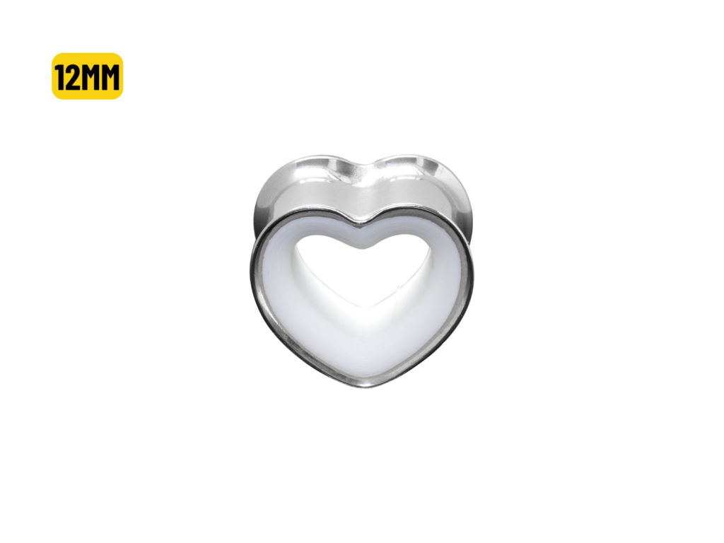ALARGADOR PLUG CORAÇÃO AÇO / F: BRANCO - 12MM
