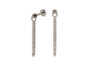 LABRET TITÂNIO R/I PINGENTE BARRA C/ PEDRA GRANDE – NATURAL