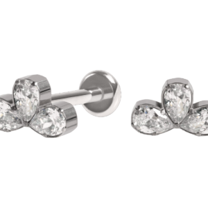LABRET TITÂNIO R/I CLUSTER 3 PEDRAS MOD3 - CRISTAL