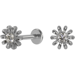 LABRET TITÂNIO R/I FLOR C/ ZIRCÔNIA