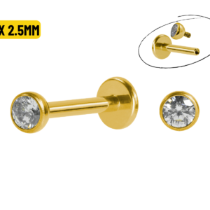 LABRET TITÂNIO PVD GOLD R/I CRAVAÇÃO INGLESA - 6 X 2.5MM