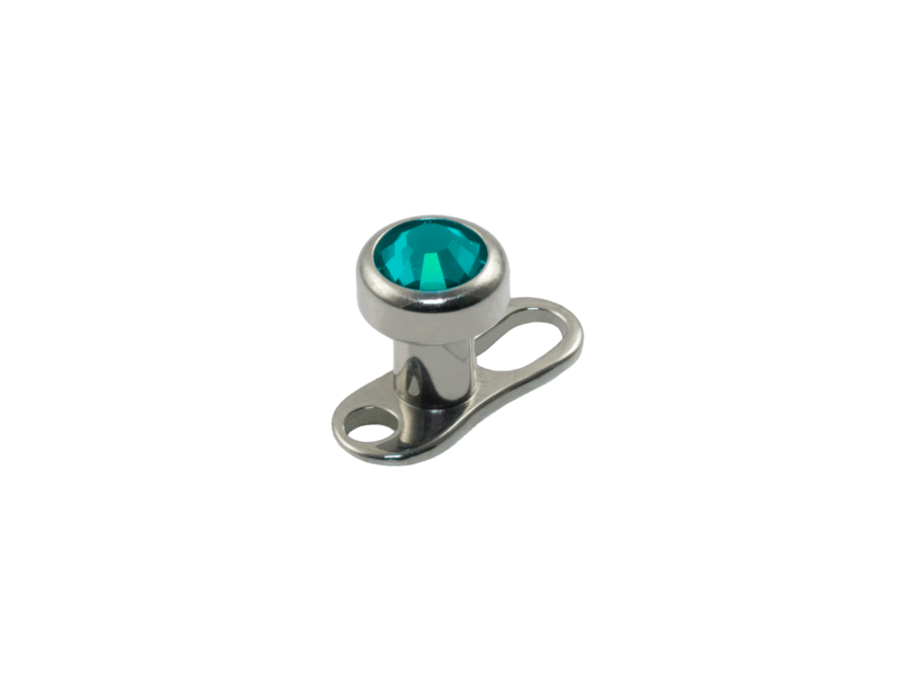 MICRODERMAL TITÂNIO C/ STRASS - VERDE ESMERALDA - 4MM