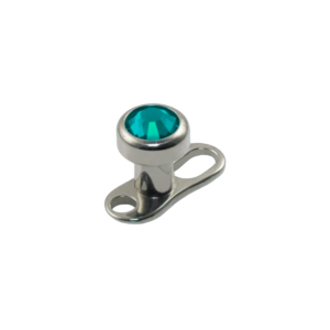 MICRODERMAL TITÂNIO C/ STRASS - VERDE ESMERALDA - 4MM