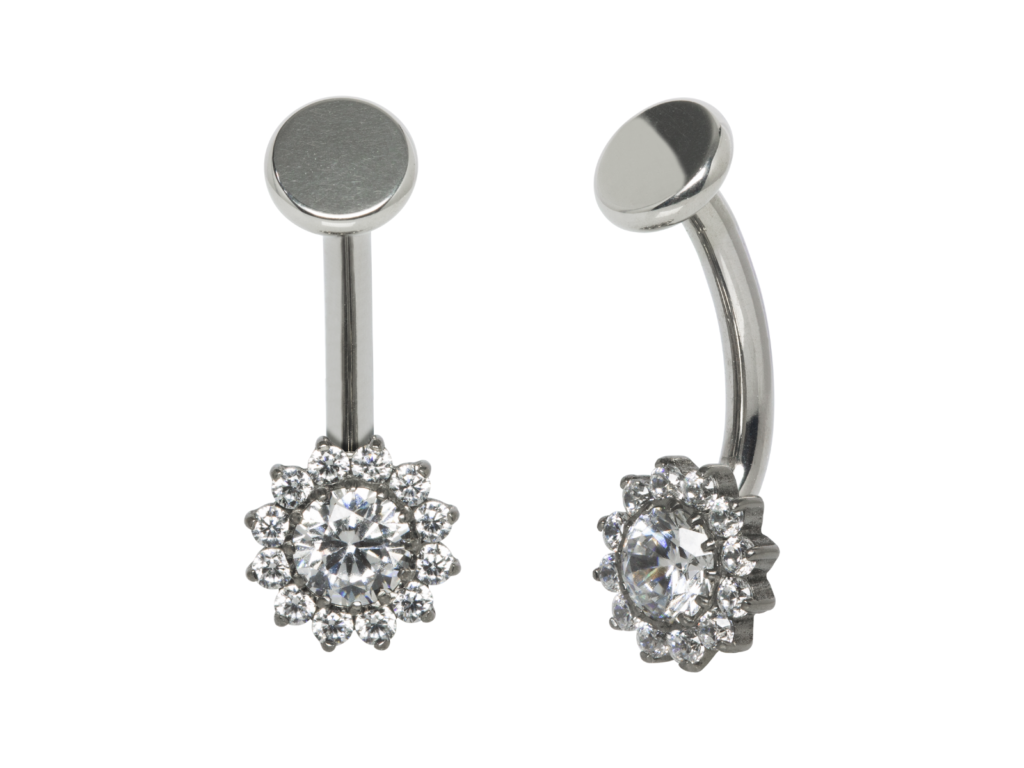 ÍNTIMO TITÂNIO R/I FLOR C/ ZIRCÔNIA - 1.6 X 10 X 5/6MM