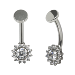 ÍNTIMO TITÂNIO R/I FLOR C/ ZIRCÔNIA - 1.6 X 10 X 5/6MM