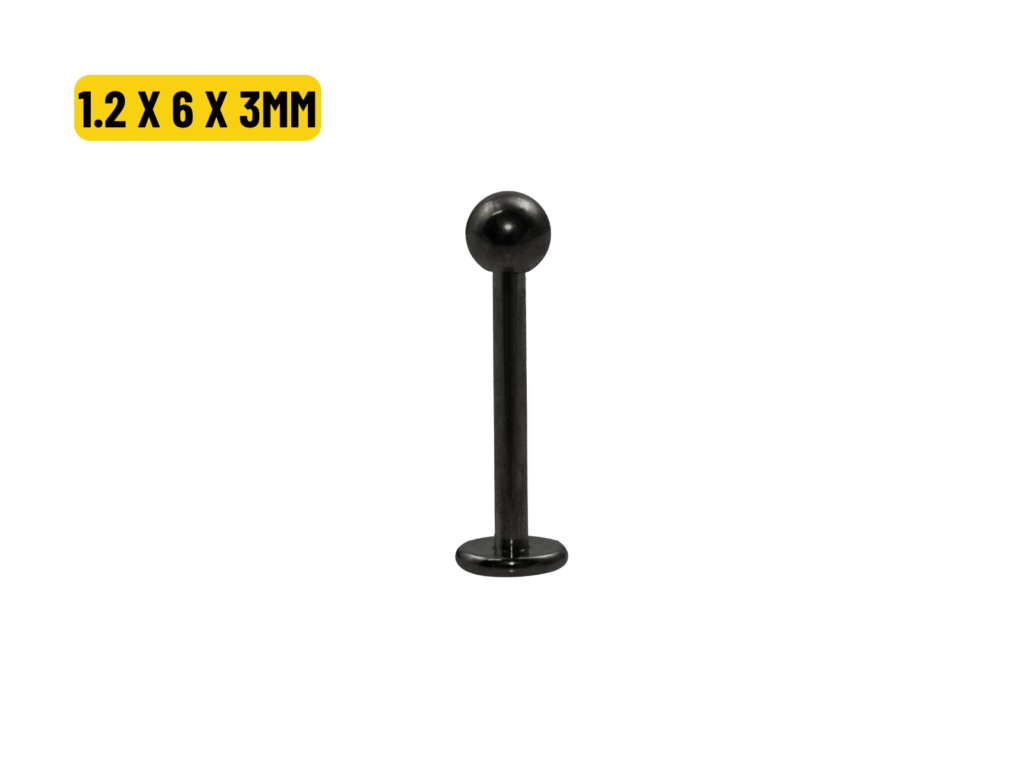 LABRET BANHADO BLACK - 1.2 X 6 X 3MM