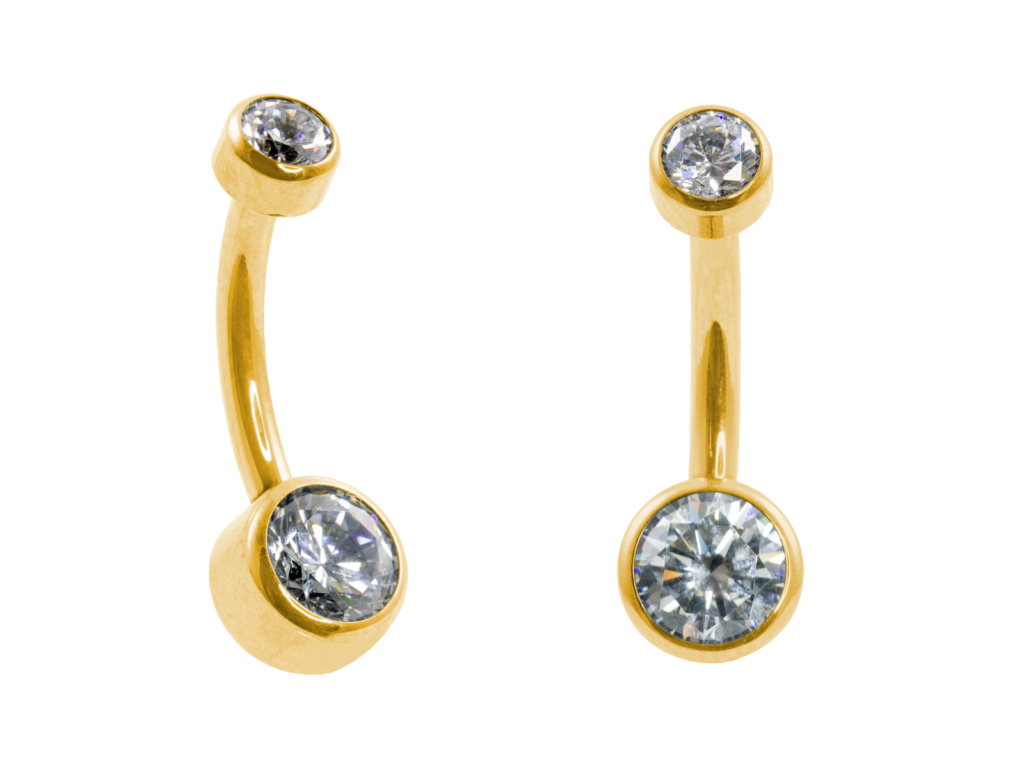 BANANA BELL TITÂNIO PVD GOLD R/I FLAT C/ ZIRCÔNIA