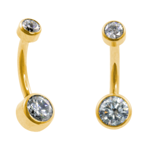BANANA BELL TITÂNIO PVD GOLD R/I FLAT C/ ZIRCÔNIA