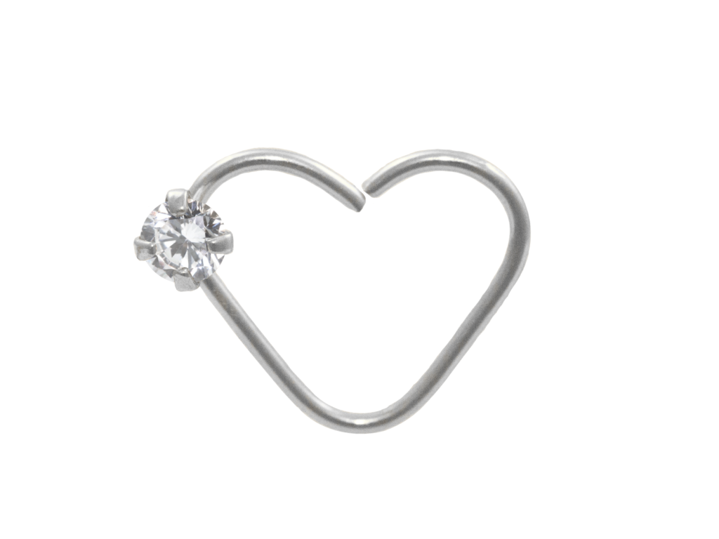 HEART AÇO C/ 1 PEDRA LATERAL C118 - LADO DIREITO