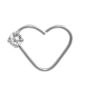 HEART AÇO C/ 1 PEDRA LATERAL C118 - LADO DIREITO