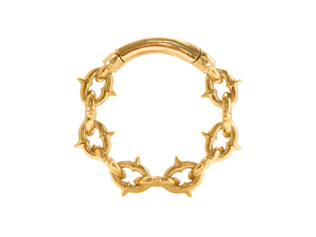PÊNDULO AÇO PVD GOLD MAGNÉTICO ARAME FARPADO - 5MM
