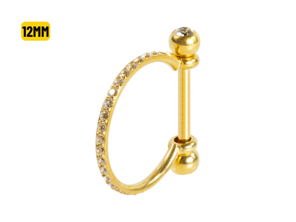 SEMI ARGOLA C/ BARRA AÇO PVD R/I 1 FILEIRA CRAVEJADA - 12MM