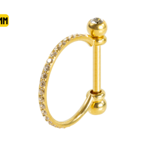 SEMI ARGOLA C/ BARRA AÇO PVD R/I 1 FILEIRA CRAVEJADA - 12MM