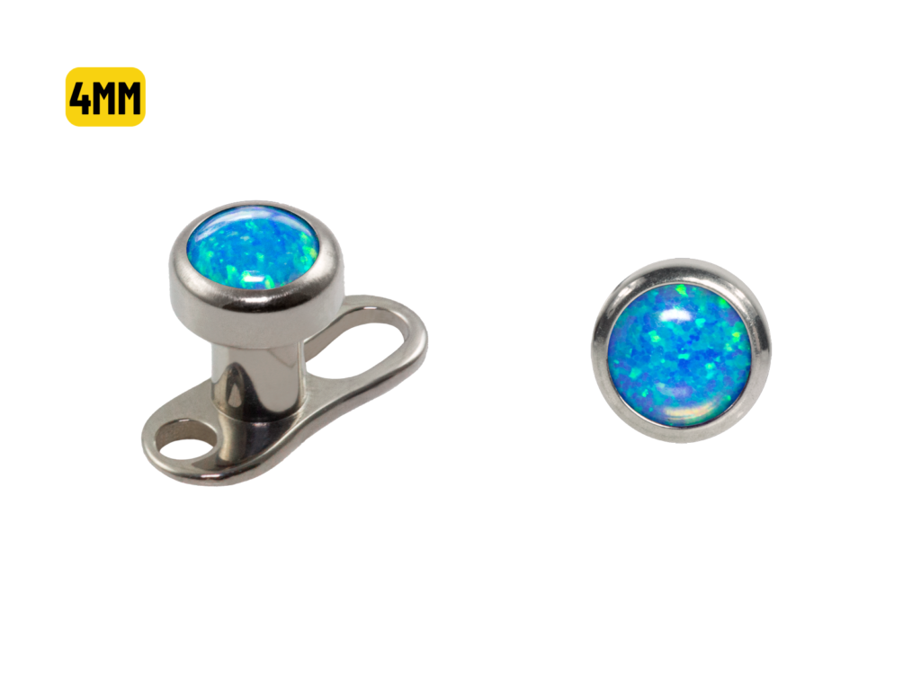 MICRODERMAL TITÂNIO C/ OPALA AZUL ESCURO - 4MM