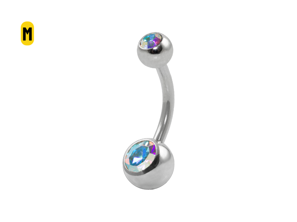 BANANA BELL AÇO C/ STRASS 2 PEDRAS BOREAL - M