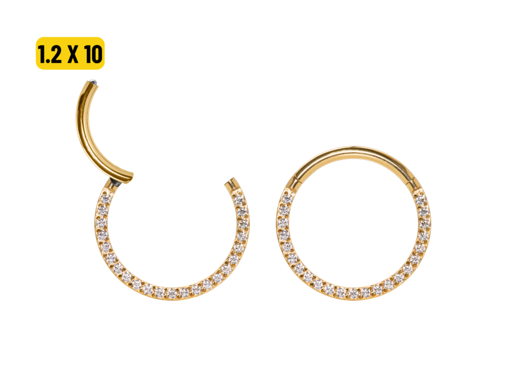 SEGMENTO CLICKER TITÂNIO PVD FRONTAL CRAVEJADA - 1.2 X 10MM