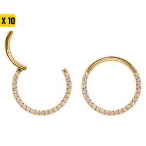 SEGMENTO CLICKER TITÂNIO PVD FRONTAL CRAVEJADA - 1.2 X 10MM