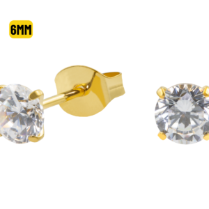 PAR BRINCO TITÂNIO PVD GOLD C/ ZIRCÔNIA - 6MM