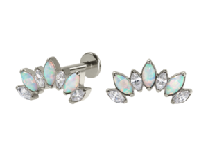 LABRET TITÂNIO R/I CLUSTER 7 PEDRAS OPALA – BOREAL