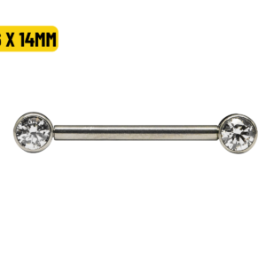 MAMILO TITÂNIO PUSH PIN C/ PEDRA FLAT - 1.6 X 14MM