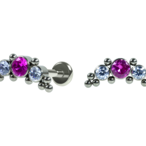 LABRET TITÂNIO R/I CLUSTER INDIANO C/ PEDRA - PINK