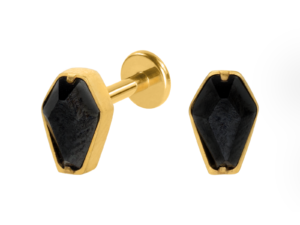 LABRET TITÂNIO PVD GOLD R/I CAIXÃO BLACK