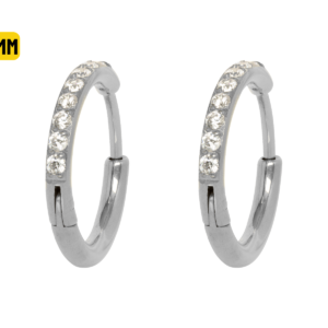 PAR BRINCO ARGOLA CLICKER TITÂNIO C/ ZIRCÔNIA - 10MM